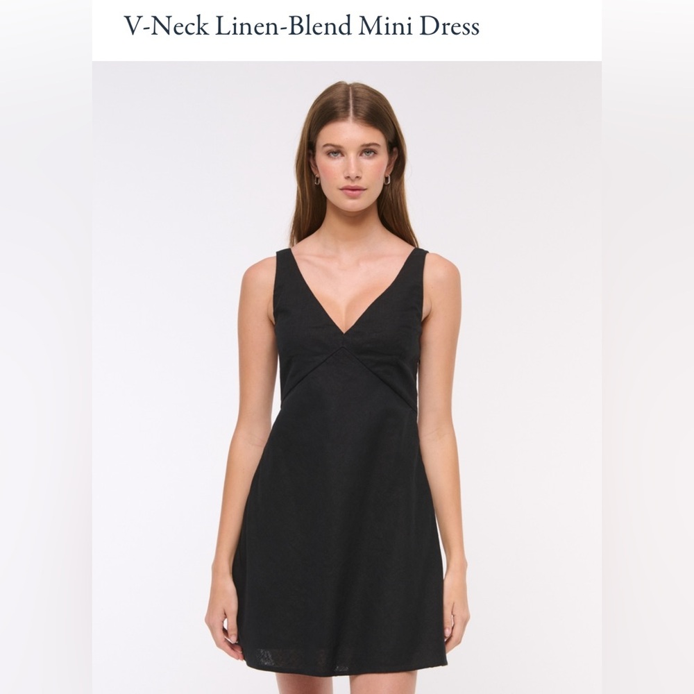 NWT Abercrombie v neck linen blend mini dress medium tall
